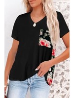 Wild Feathers Splice Black Floral Top