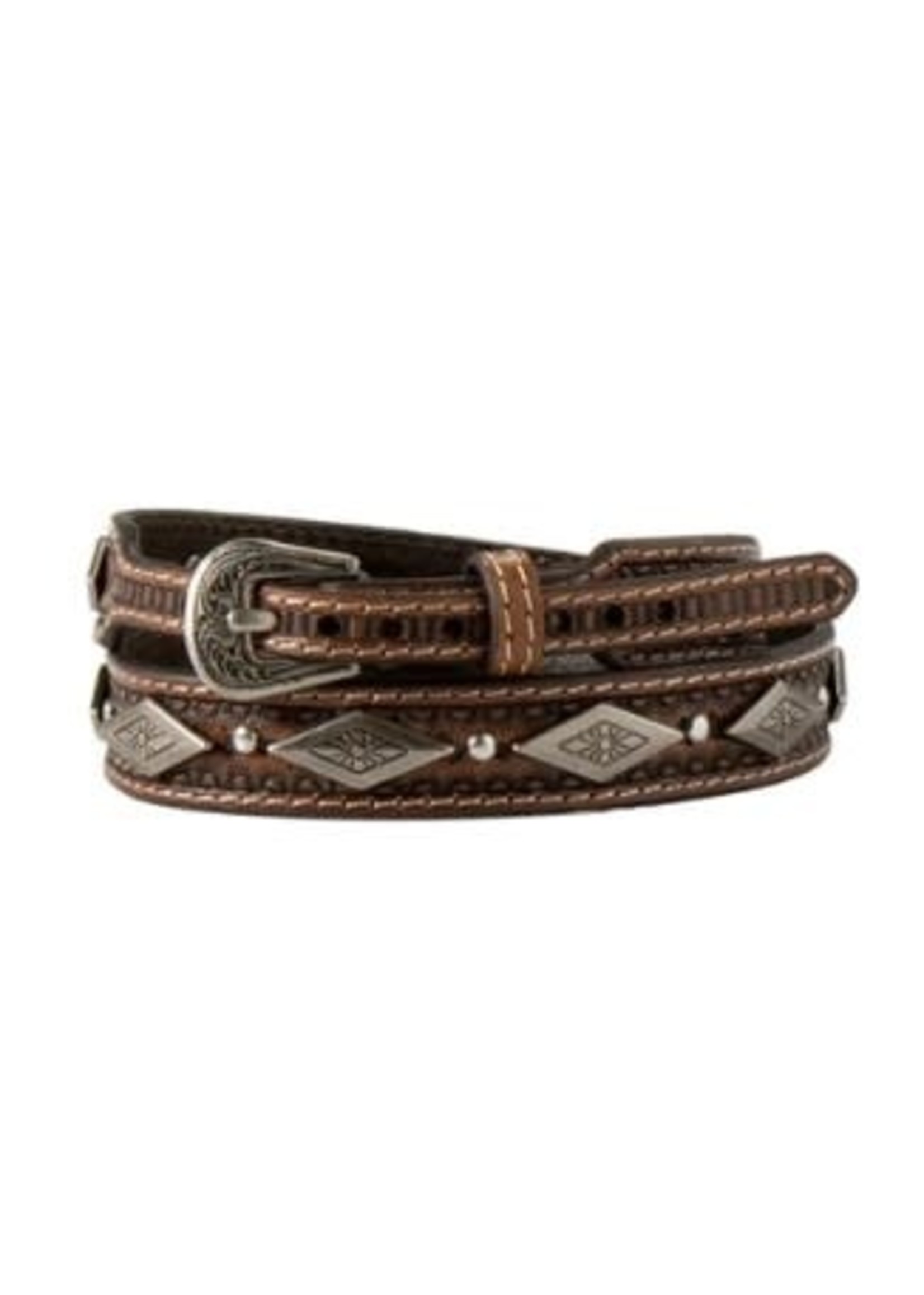 3D Belt co Western Tri Concho Brown Tapered Tooled Hat Band