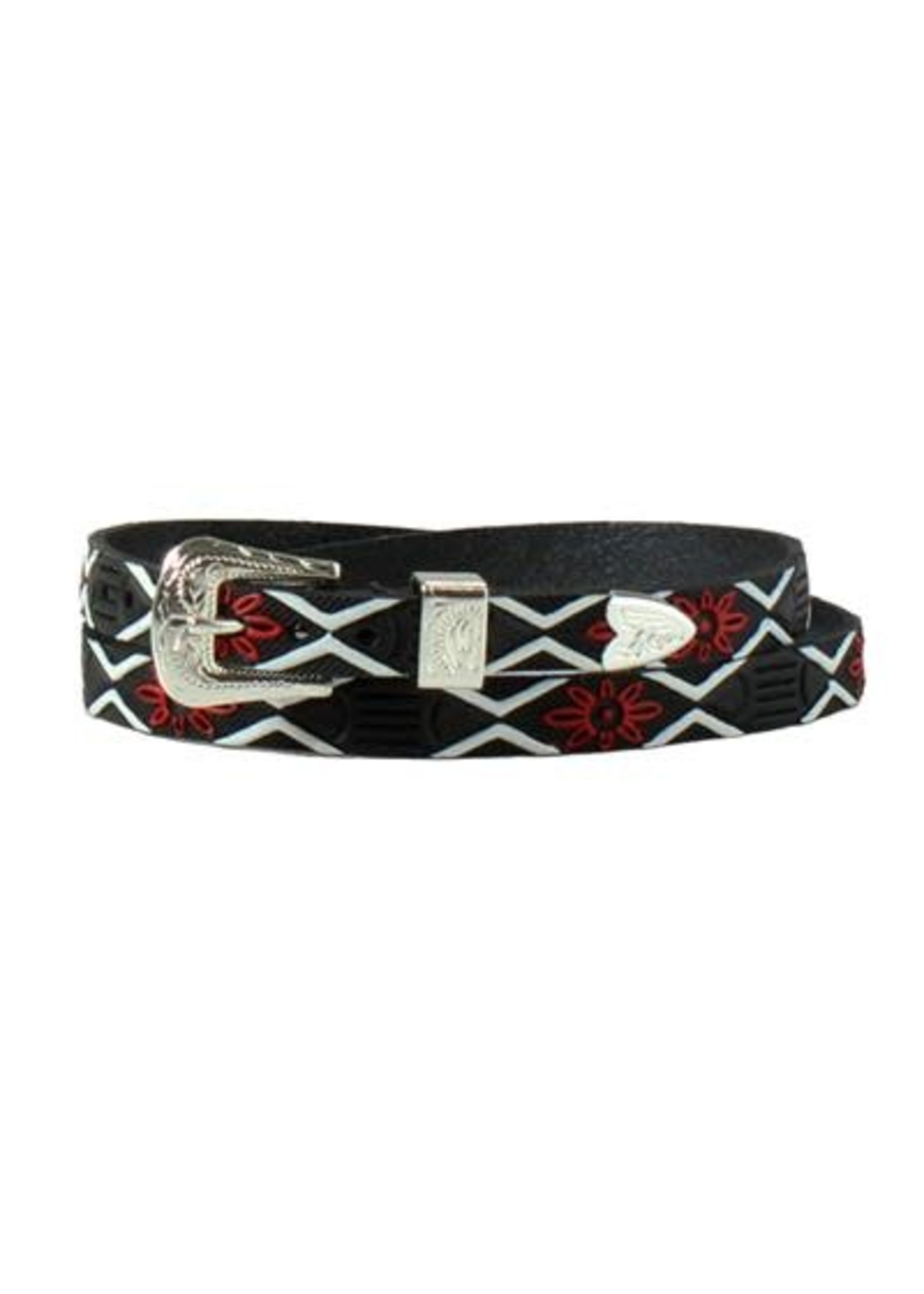 3D Belt co Western Mens Hatband Leather White Arrow Red Flower Black