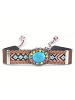 Jack & Diane's Boutique Turquoise Stone Hat Band With Aztec
