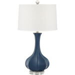 Bluesteel Glass w/Crystal Base Lamp- Blue