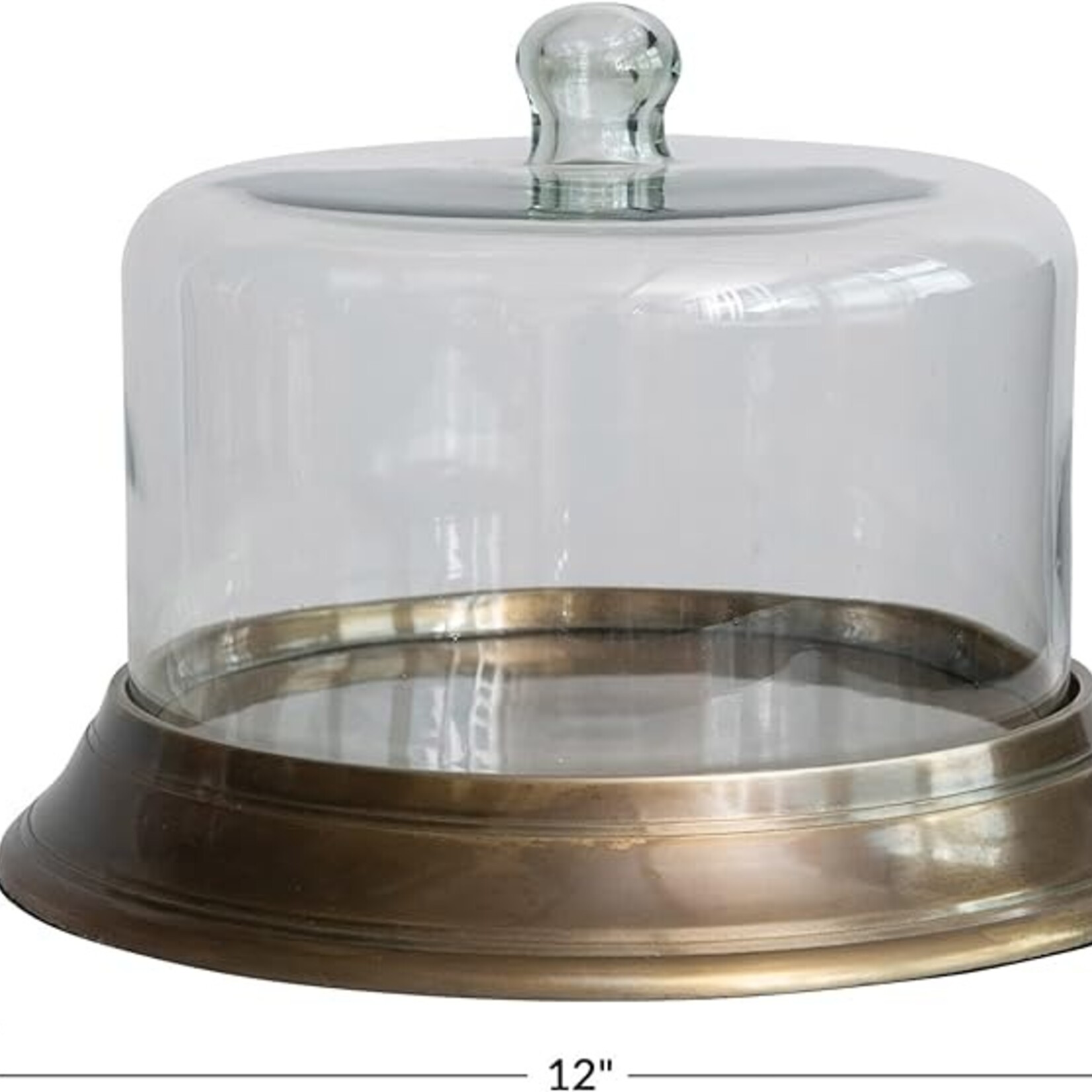 Glass Cloche with Metal Tray