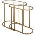 Accent Furniture Oval Glass & Brass Nesting Tables- Set of 2