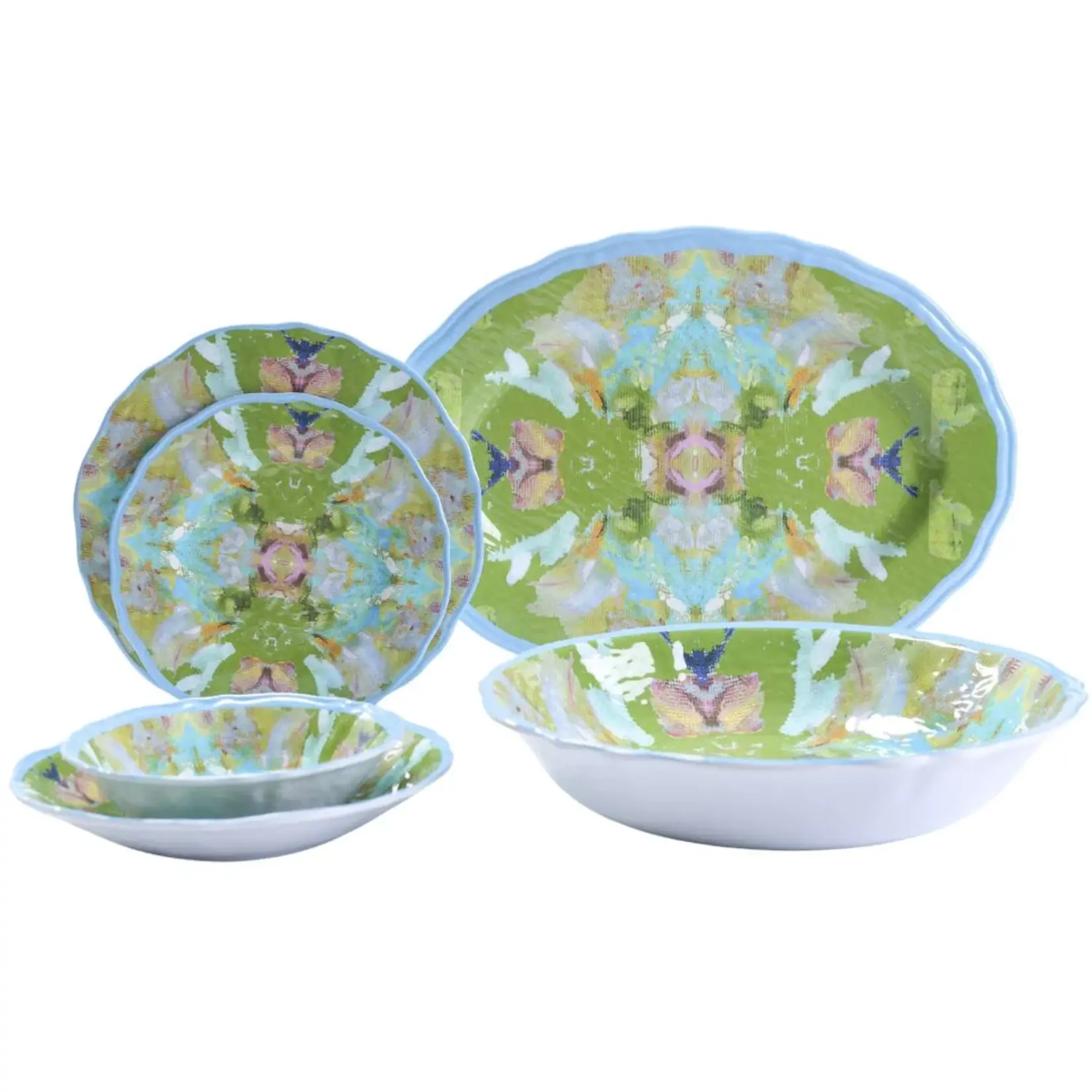 Stained Glass Green Melamine Serving Bowl