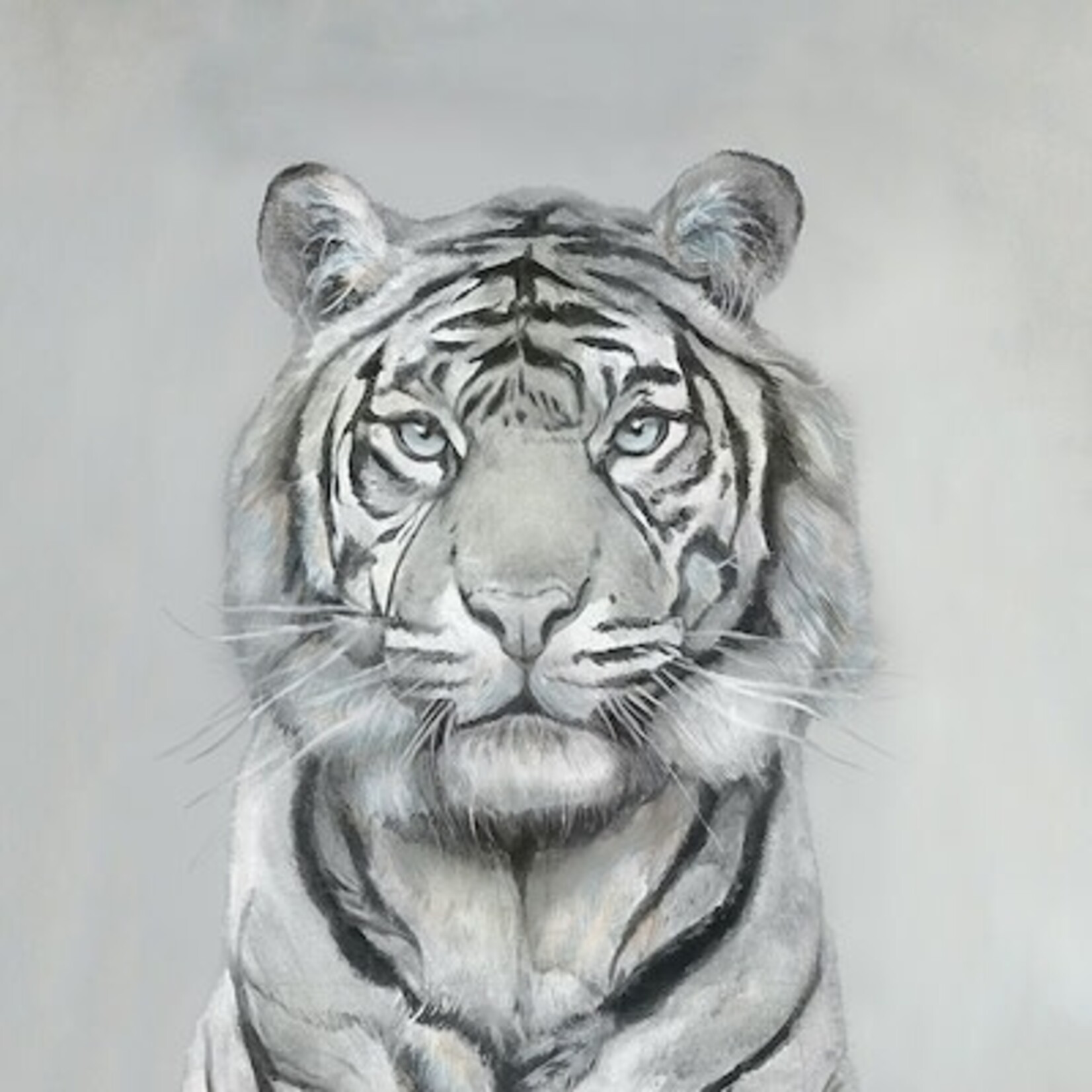 Snow Tiger Giclee-Truffle Frame- 40x40