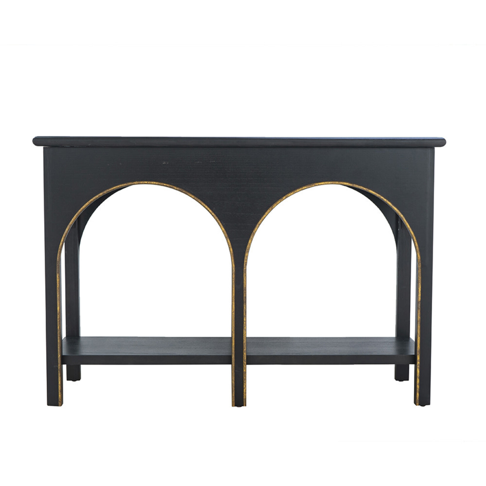 Black Wood Console Table w/ Gold Accents
