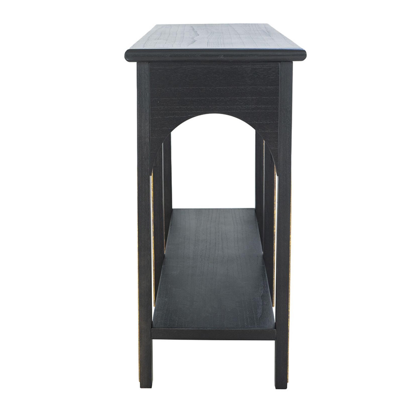 Black Wood Console Table w/ Gold Accents