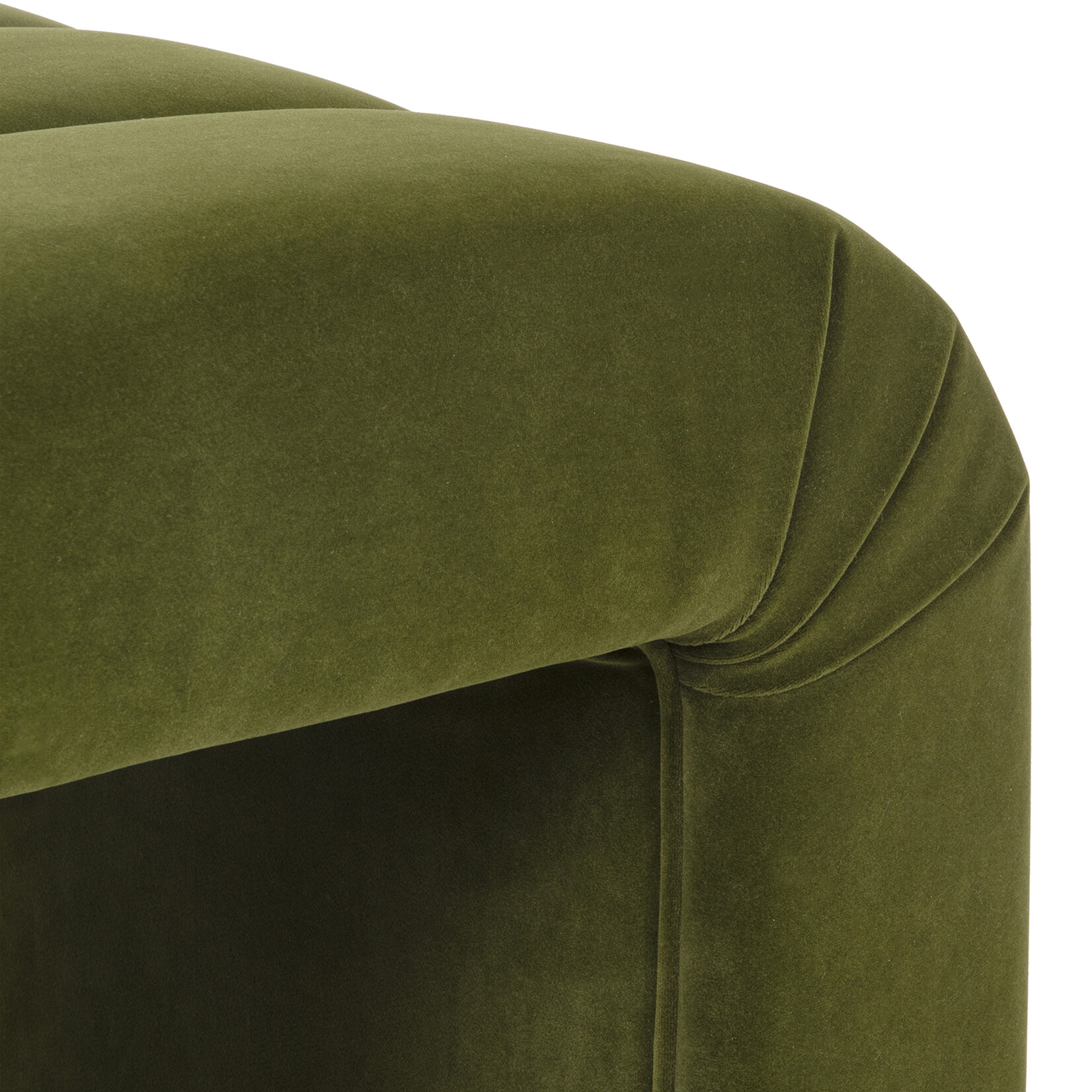 Finch Channeled Stool- 18x20- Olive Velvet
