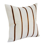 Ivory & Brown Cowhide Stripe Pillow w/Insert- 20x20