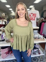 Sage Long Sleeve Peplum Top