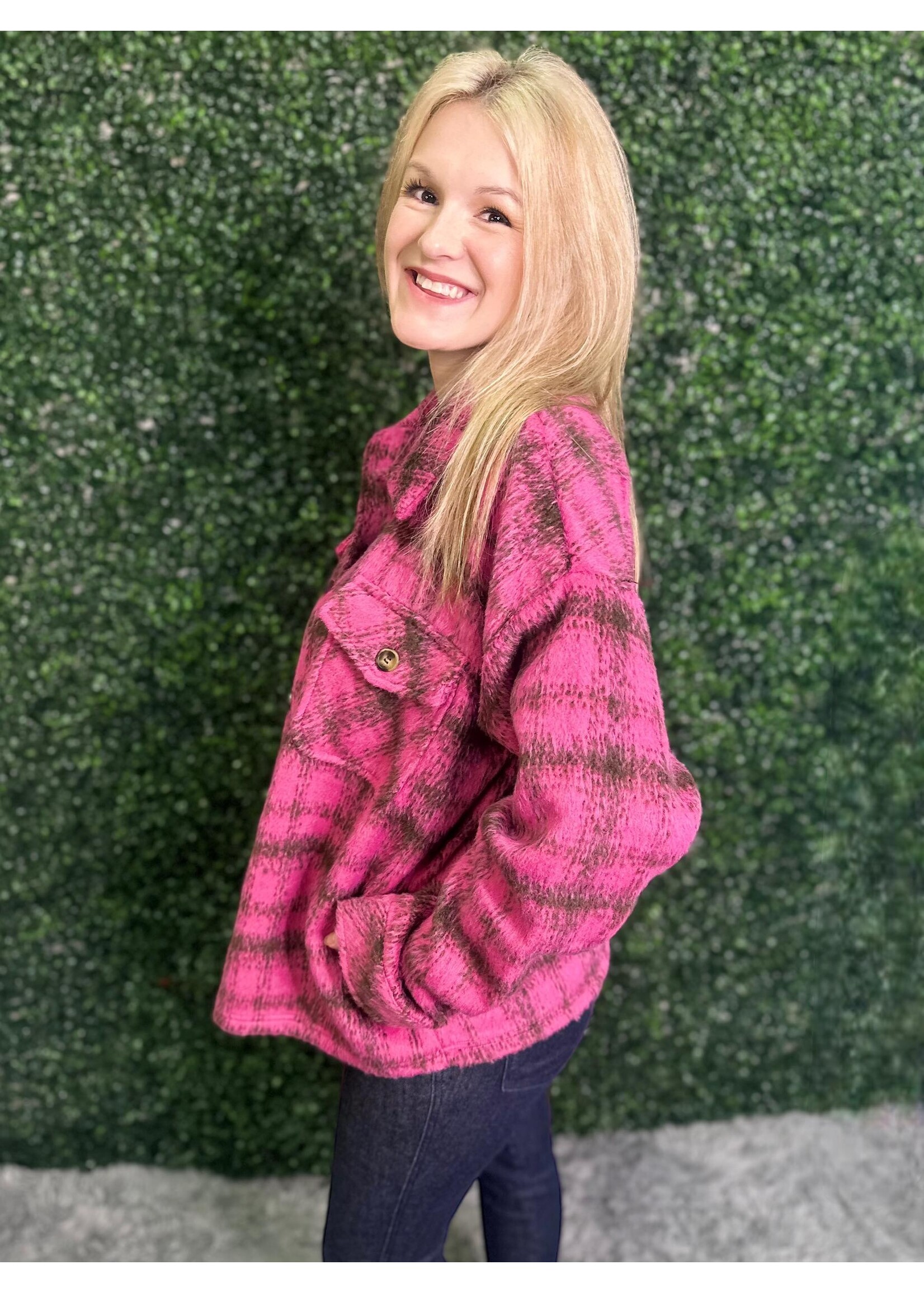 Berry Brushed Plaid Shacket