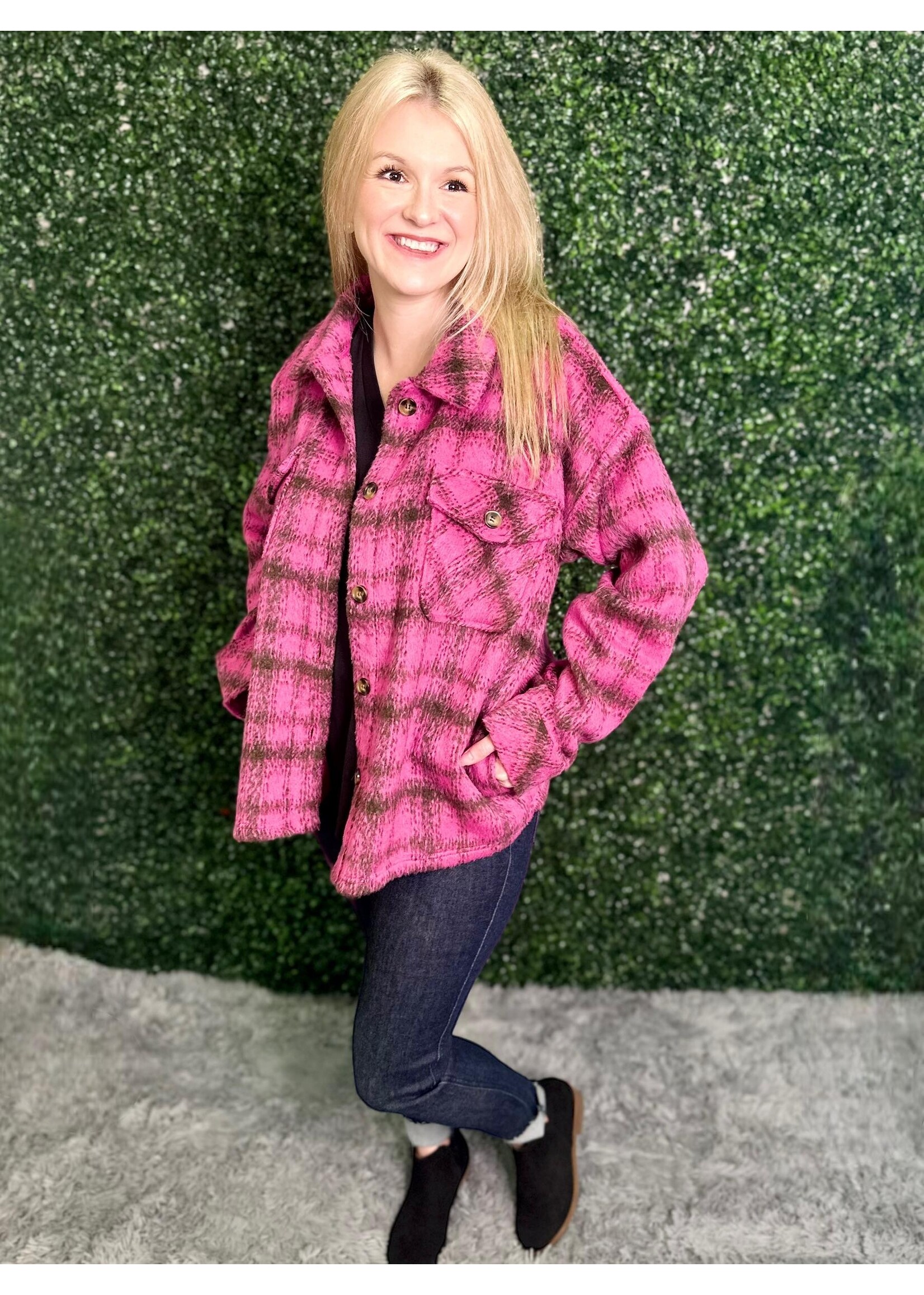 Berry Brushed Plaid Shacket