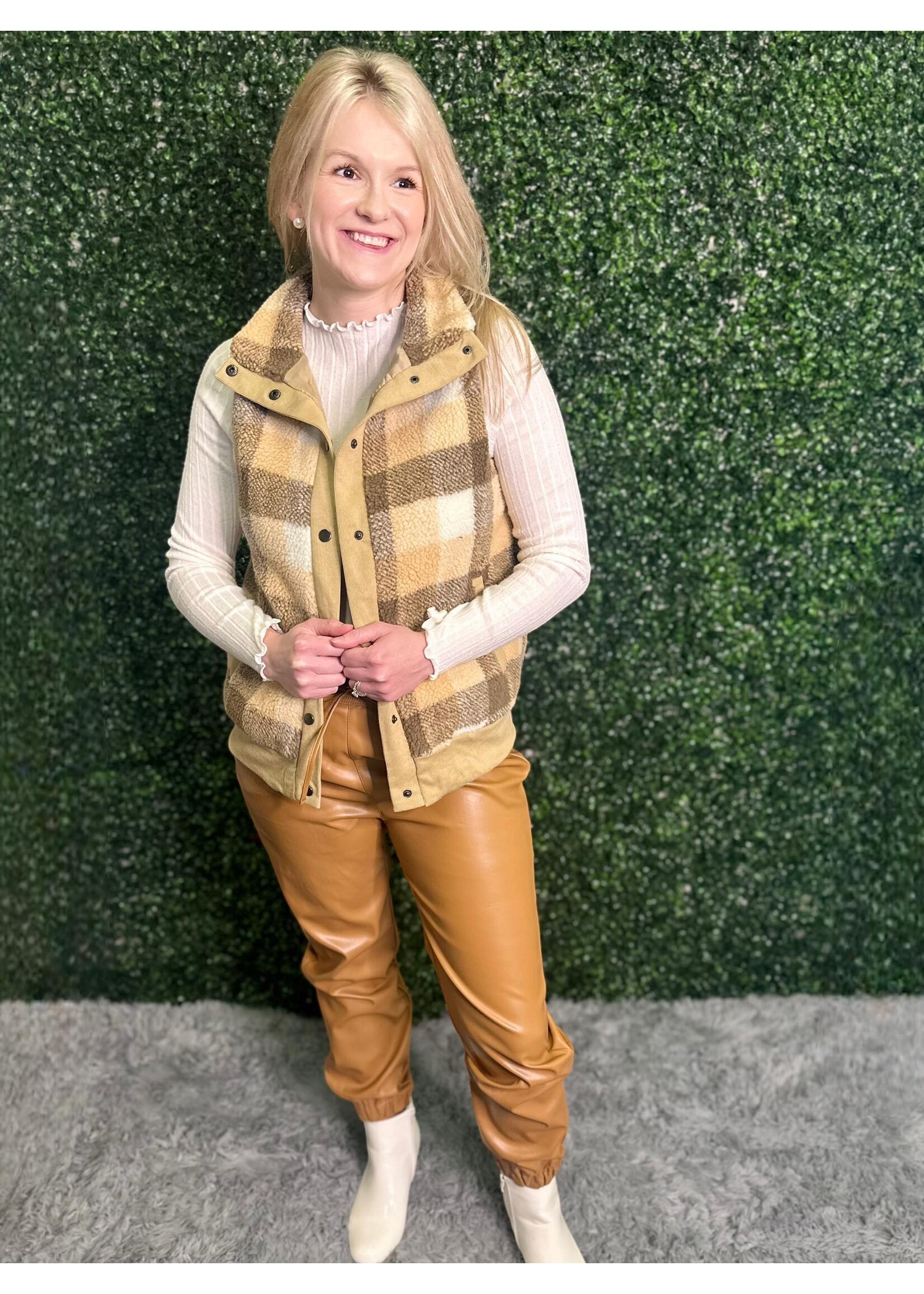 Taupe Plaid Vest