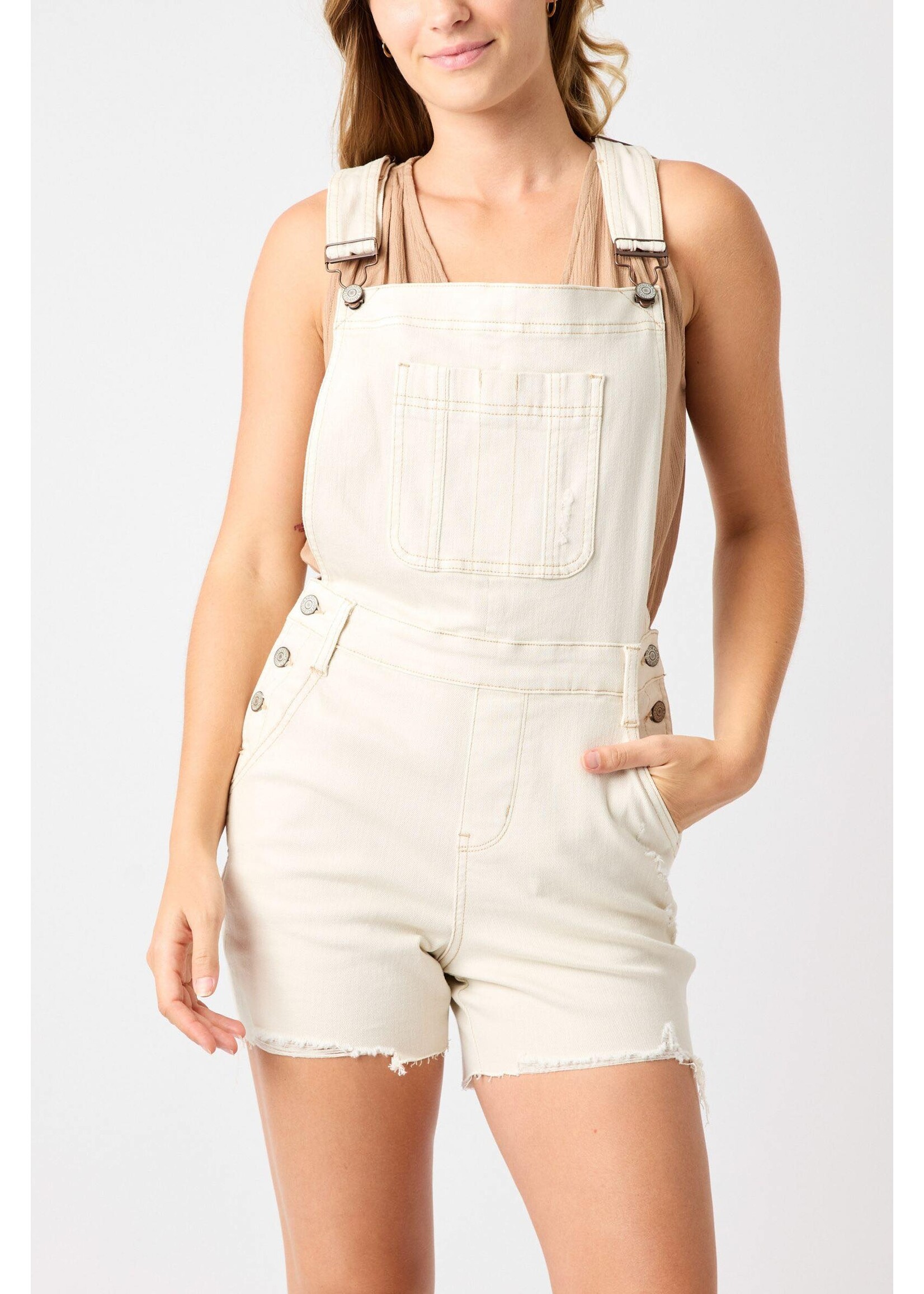 Judy Blue JB Ecru Overall Shorts