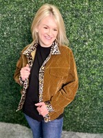 Pecan Velvet Jacket w/ Leopard