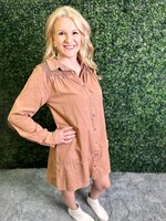 Marsala Mineral Washed Button Down Dress