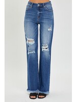 Risen Risen High Rise Distressed Wide Straight Leg Jeans