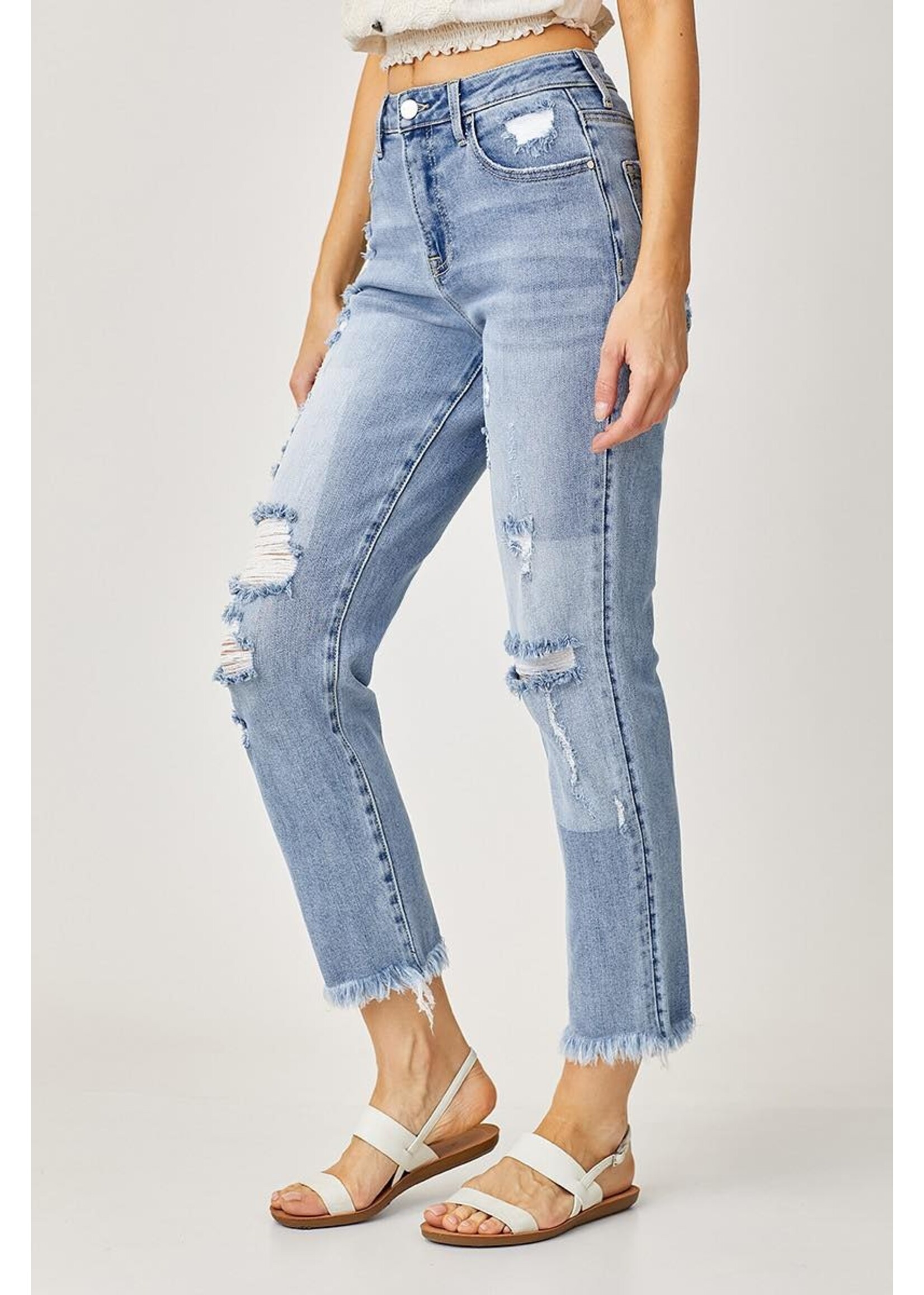 Risen Risen Light Wash High Waist Straight Jeans