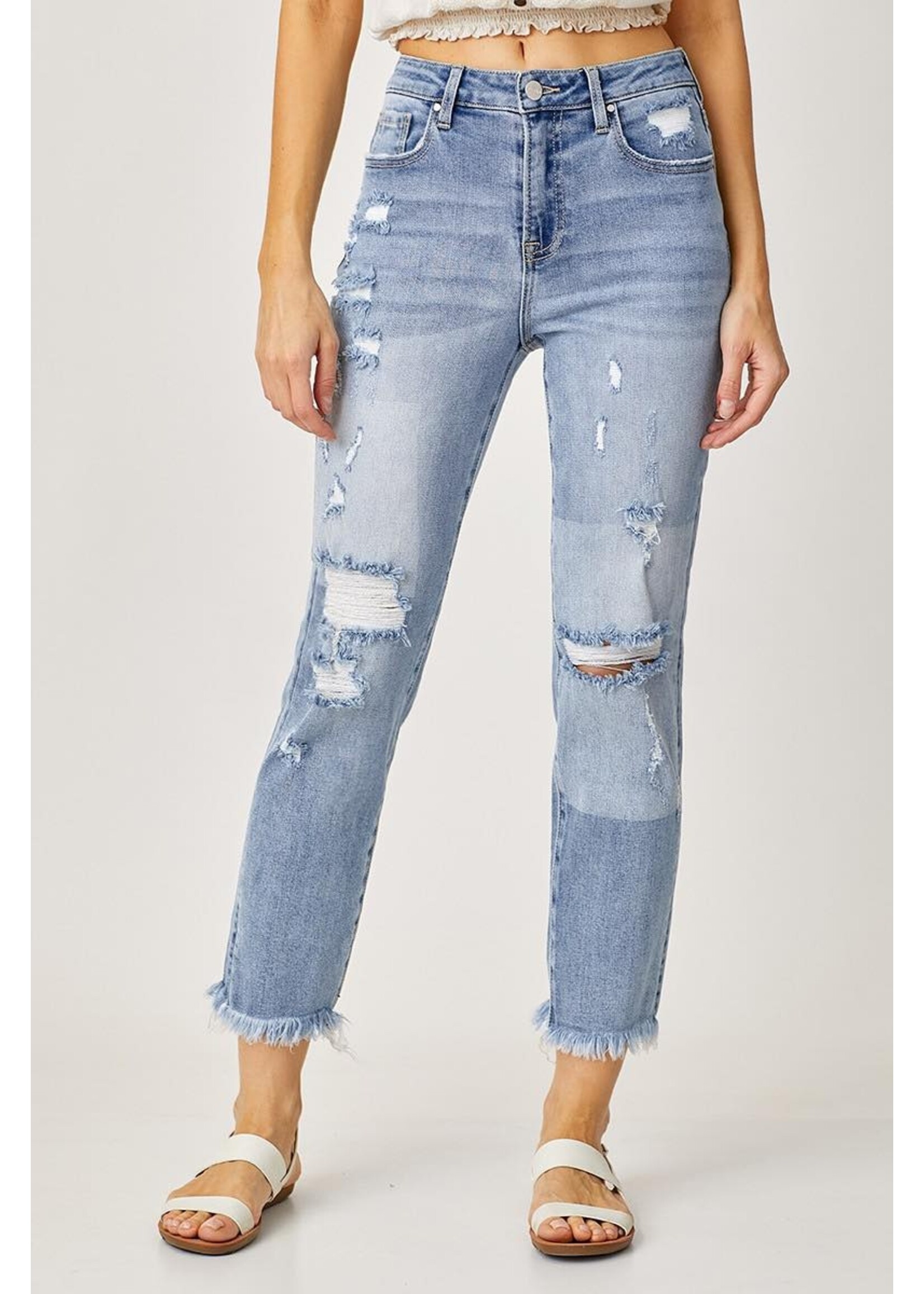 Risen Risen Light Wash High Waist Straight Jeans