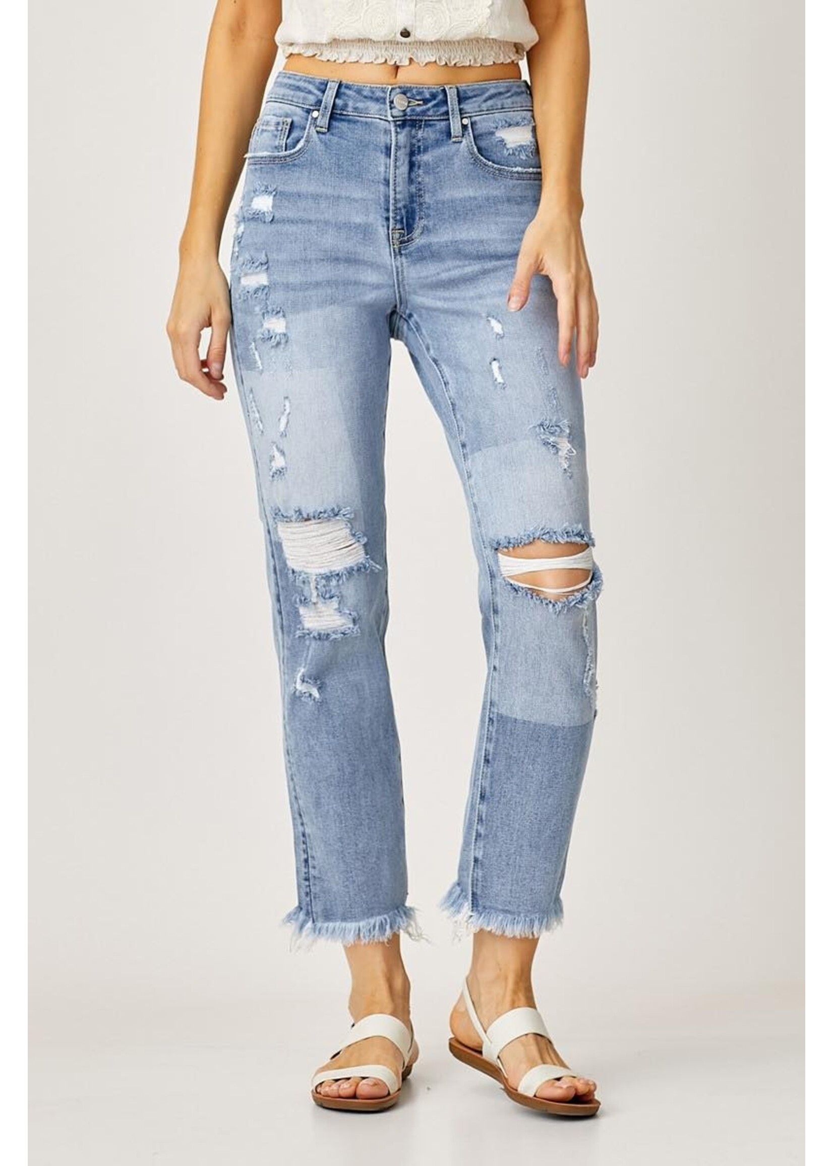 Risen Risen Light Wash High Waist Straight Jeans