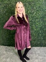 Amethyst Velvety Long Sleeve Dress