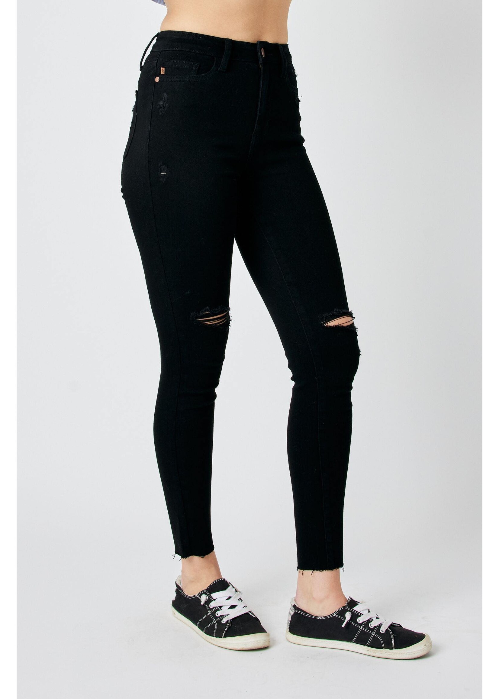 Judy Blue Black HW Destroy Raw Hem Skinny