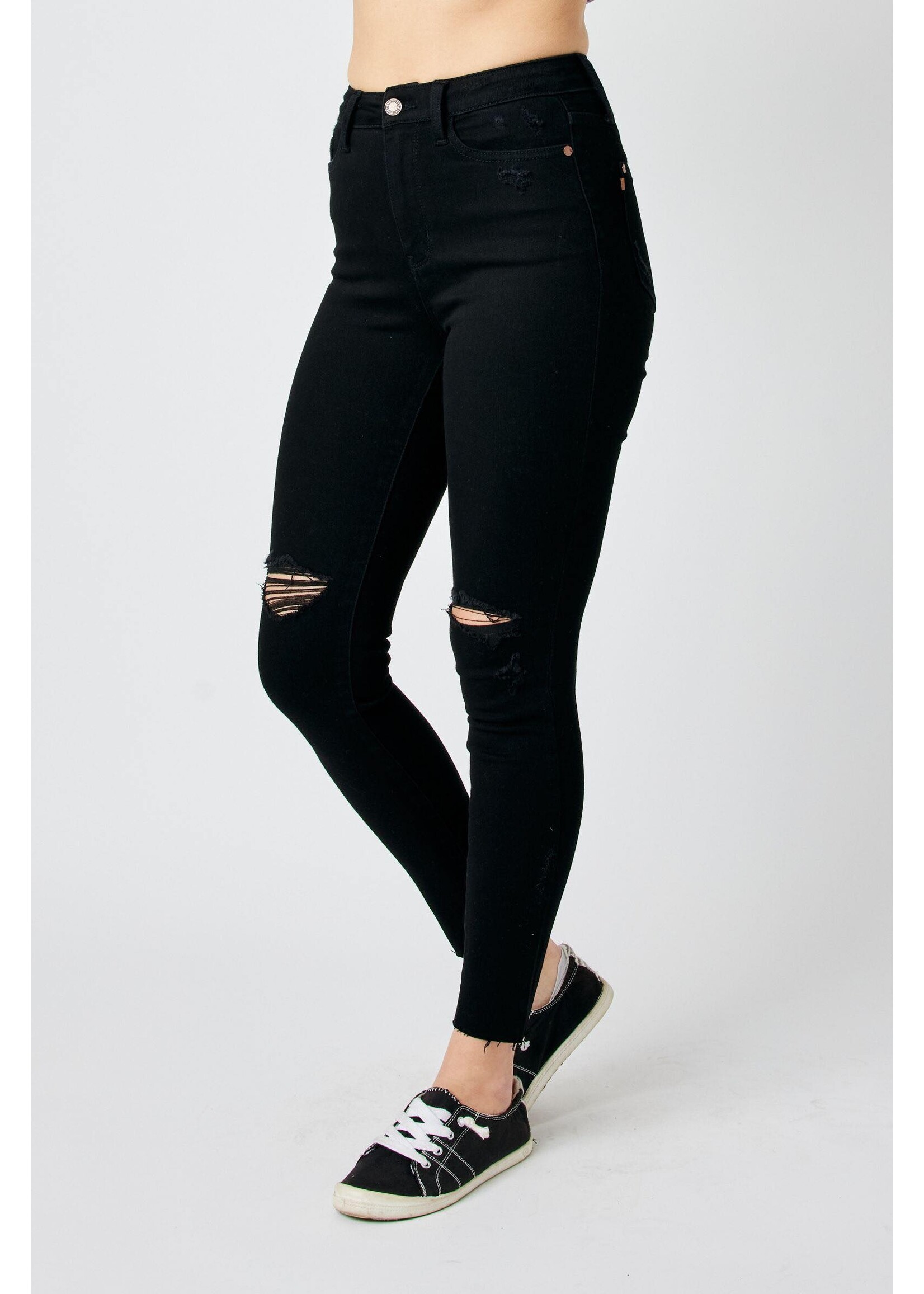 Judy Blue Black HW Destroy Raw Hem Skinny