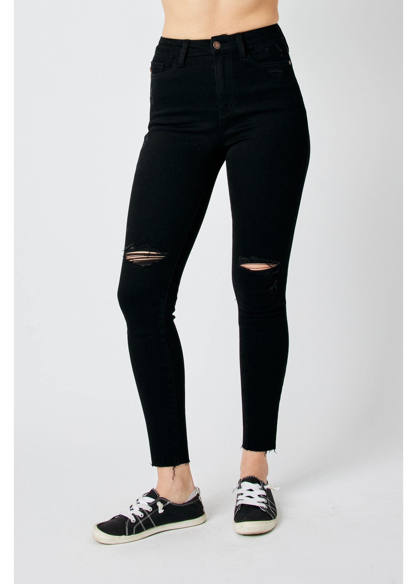 Judy Blue Black HW Destroy Raw Hem Skinny