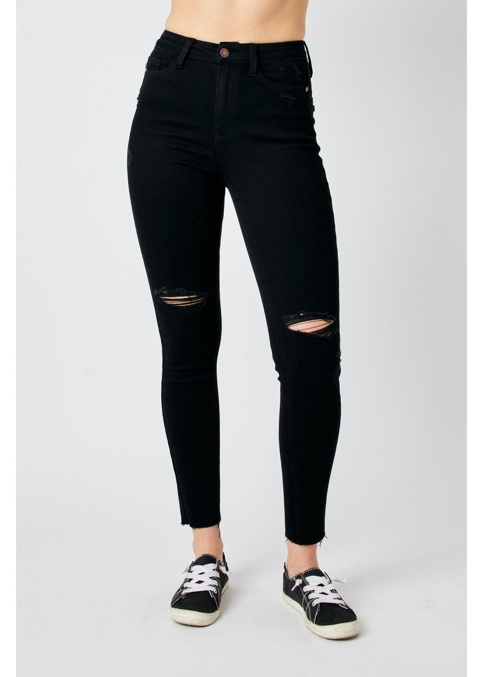 Judy Blue Black HW Destroy Raw Hem Skinny