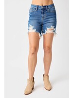 Judy Blue Mid-Rise Destroyed Fray Hem Shorts