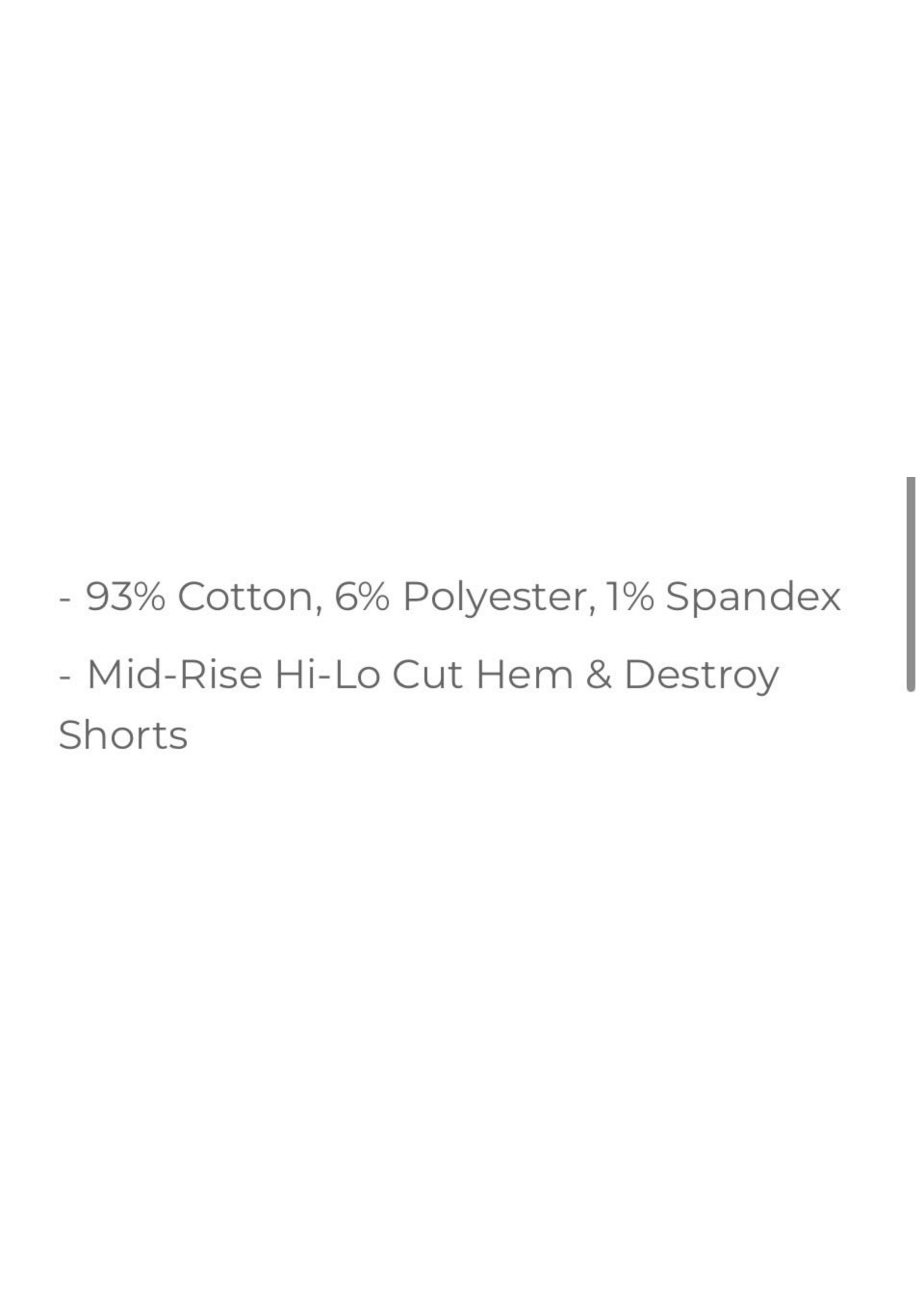 JB Mid-Rise Hi-Lo Destroyed Shorts