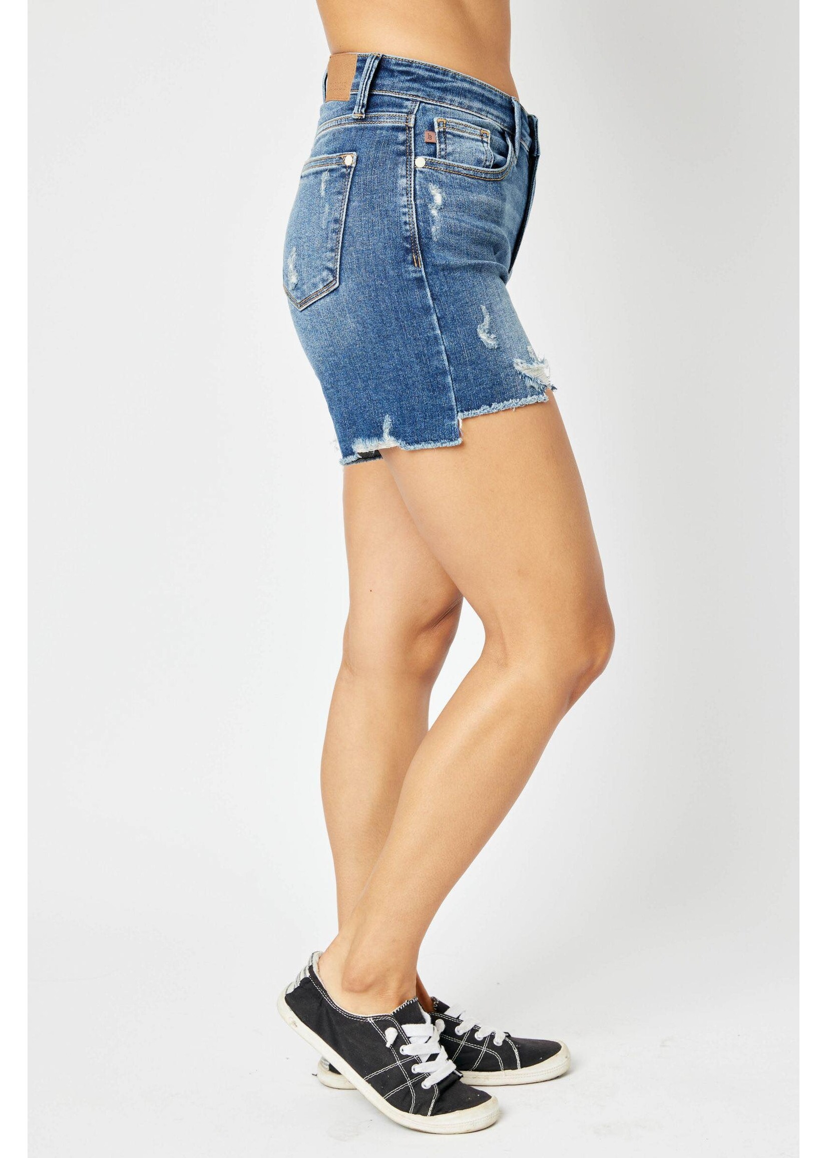 JB Mid-Rise Hi-Lo Destroyed Shorts