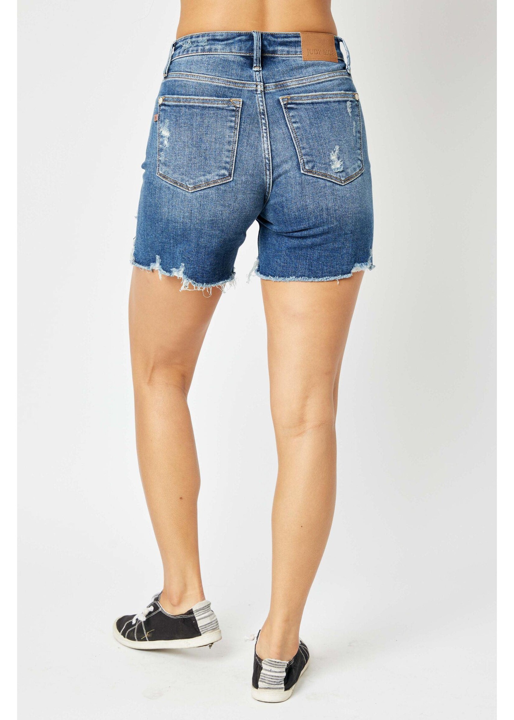 JB Mid-Rise Hi-Lo Destroyed Shorts