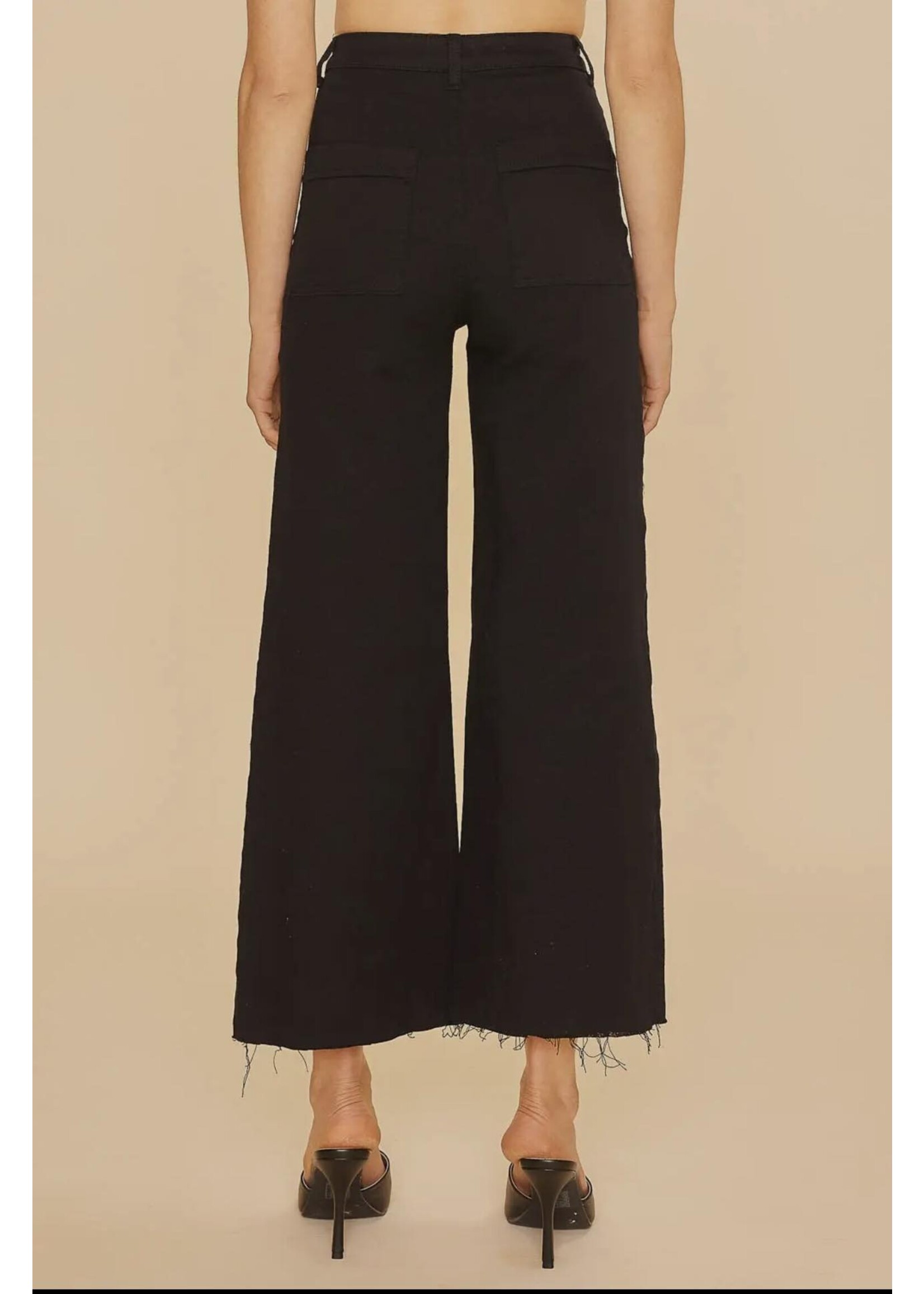 Anniewear Black Stretch Wide Leg Denim Jeans