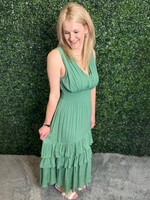 eesome Sage Sleeveless Ruffle Maxi Dress