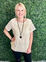 Sew In Love Natural Crocheted Short Sleeve Blouse