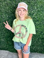 Sage & Fig Sage Peace Sign Applique Top