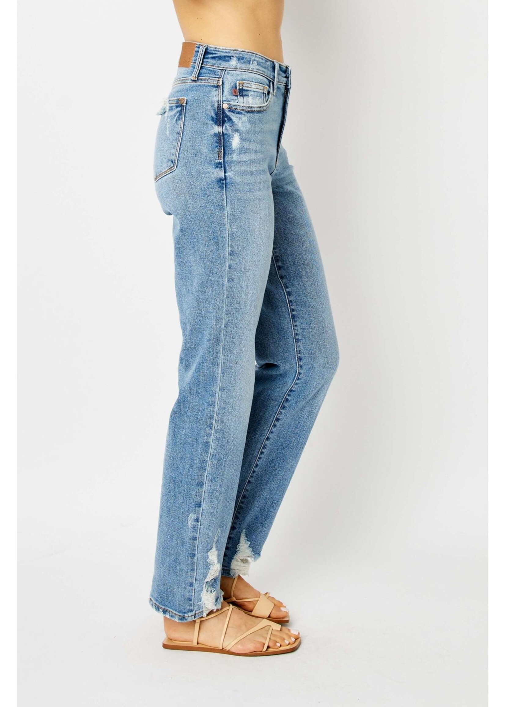 Judy Blue HW Straight w/ Heavy Destroy Jeans