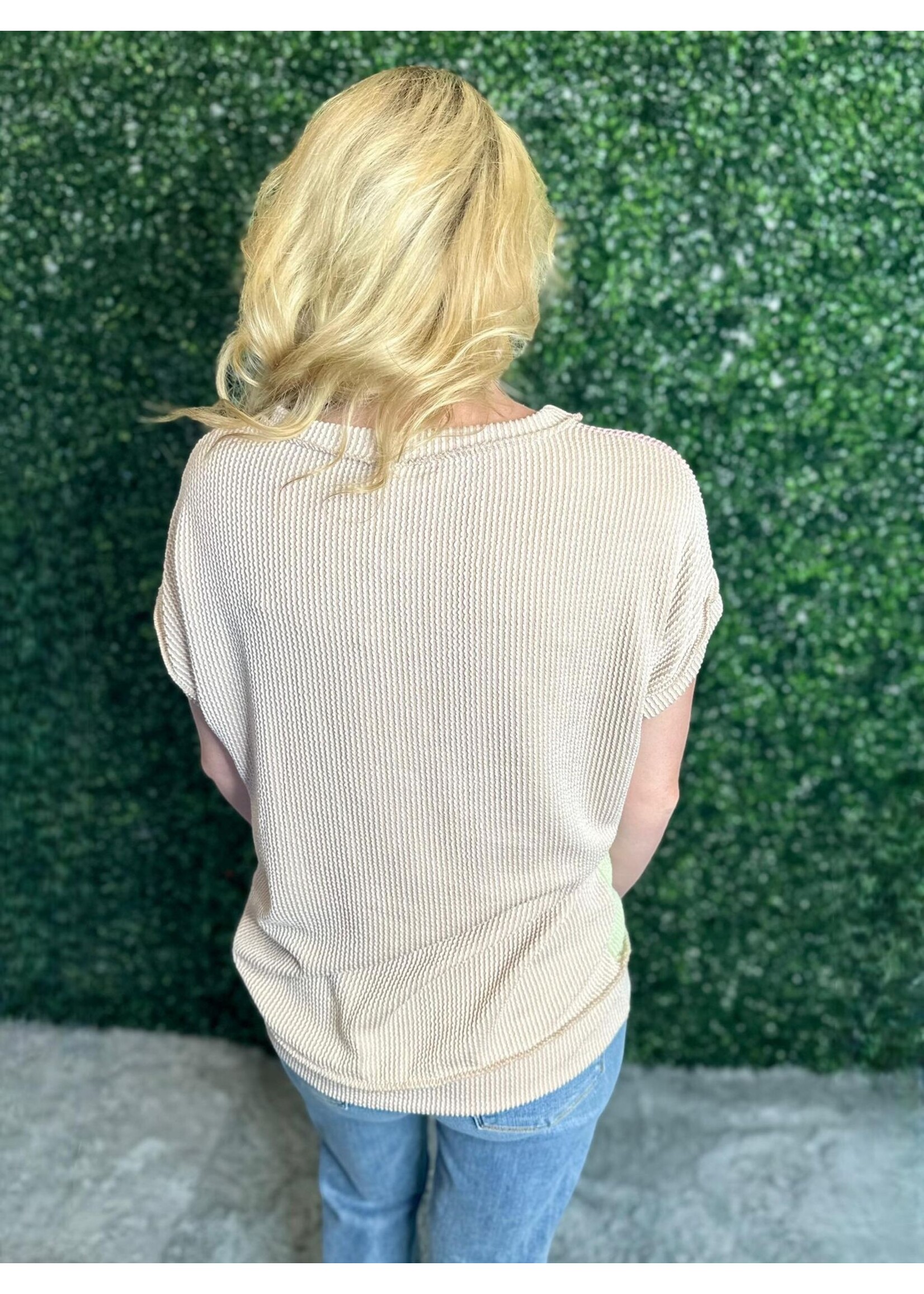 7th Ray Mauve & Olive Colorblock Top