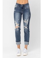 Judy Blue Mid Rise Cuffed Destroy Boyfriend Jeans