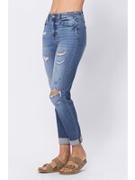 Judy Blue High Waist Cuffed Destroyed Boyfriend Jeans