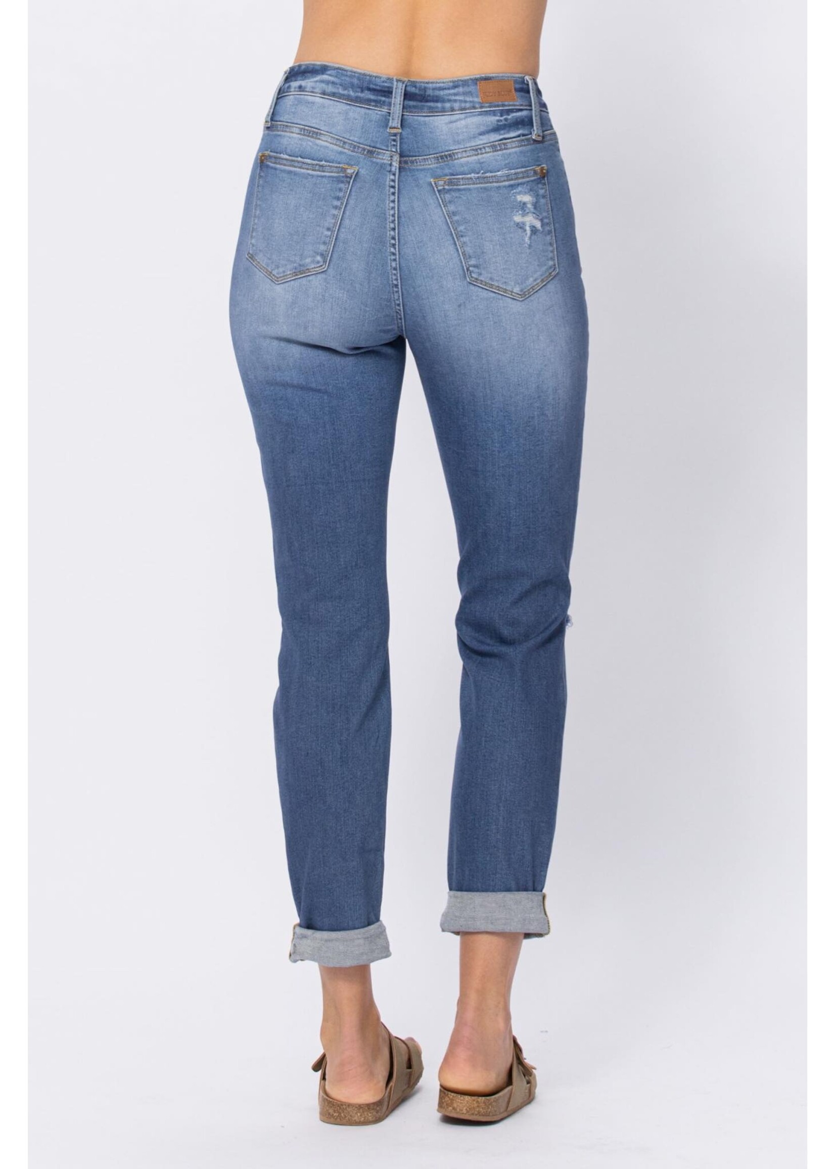 Judy Blue High Waist Cuffed Destroyed Boyfriend Jeans