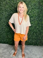 Judy Blue Orange Mid-Rise Fray Hem Shorts