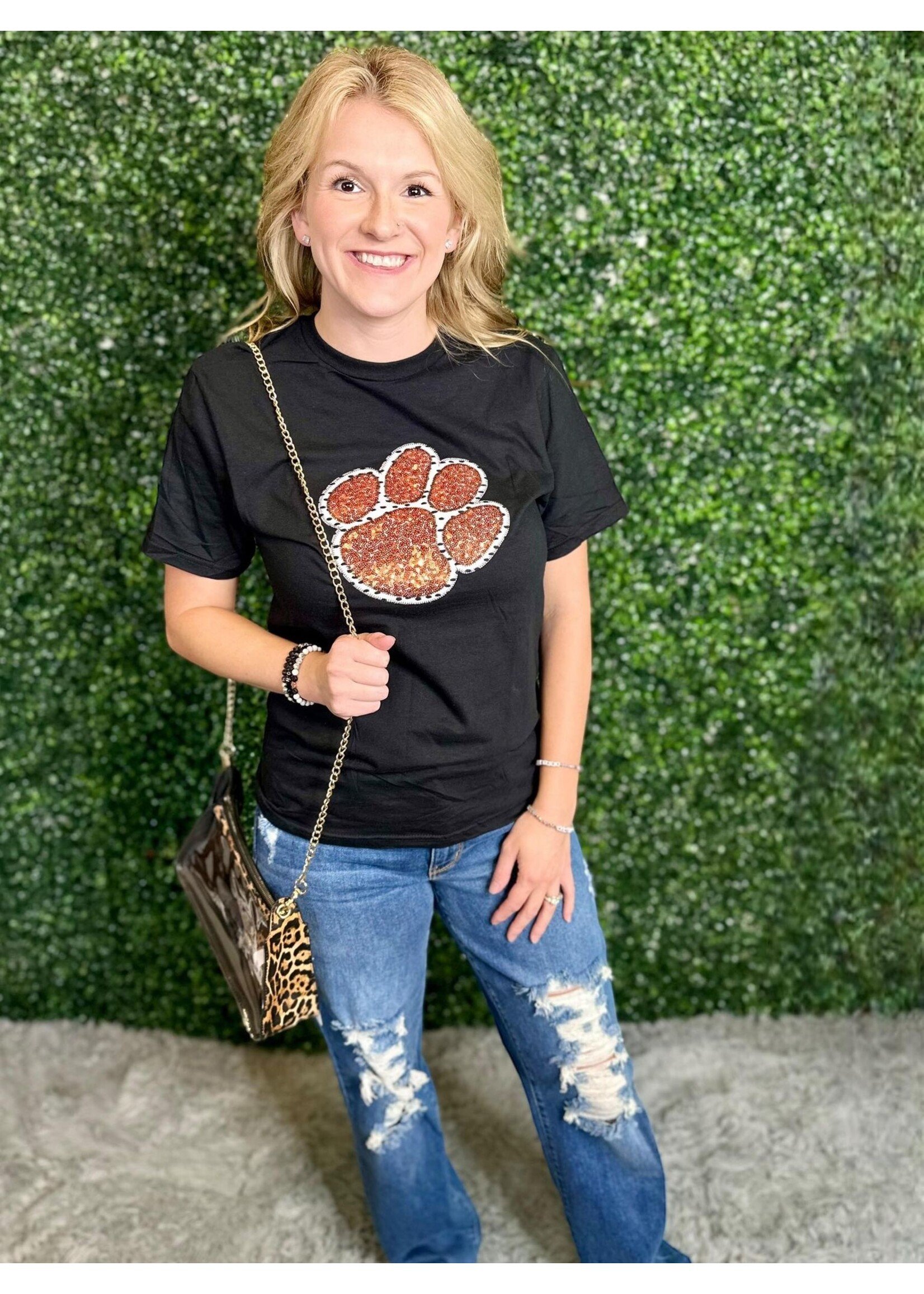 Orange Paw Print Gameday Tee