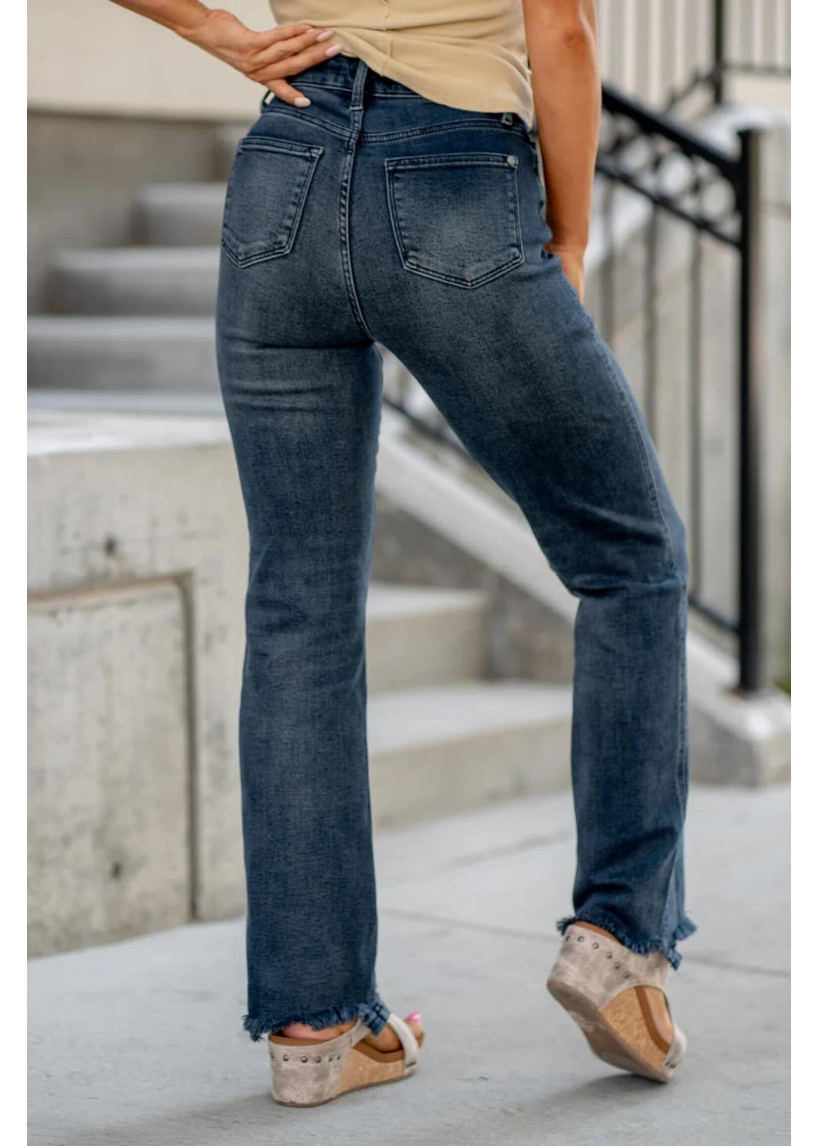 Judy Blue HW Button Fly Destroyed Straight Jeans