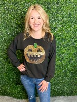 Sequin Pumpkin Ribbed Sweatshirt