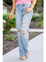 Judy Blue HW Rigid Magic 90's Destroyed Straight Leg Jeans