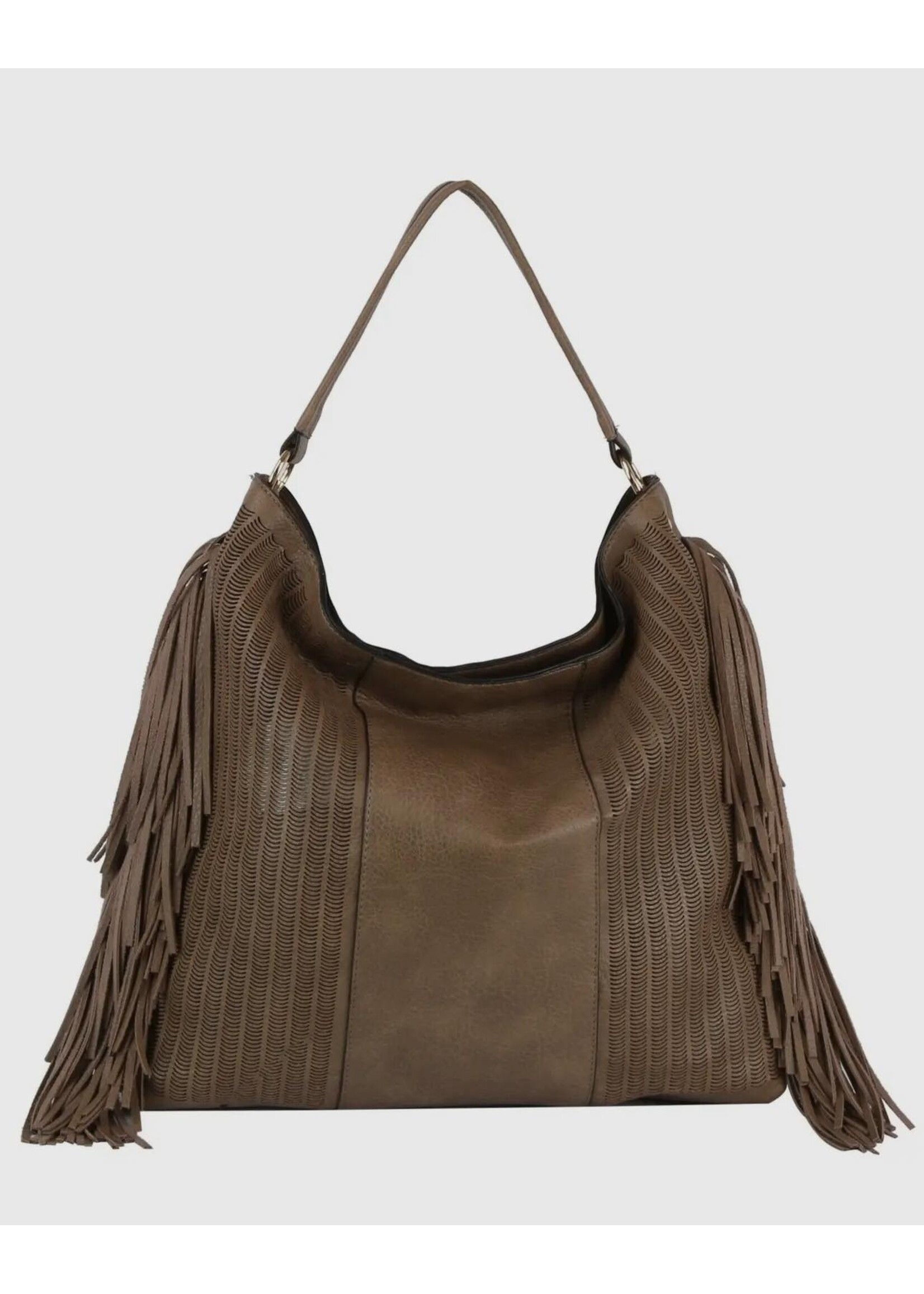 Stone Fringe Hobo Bag