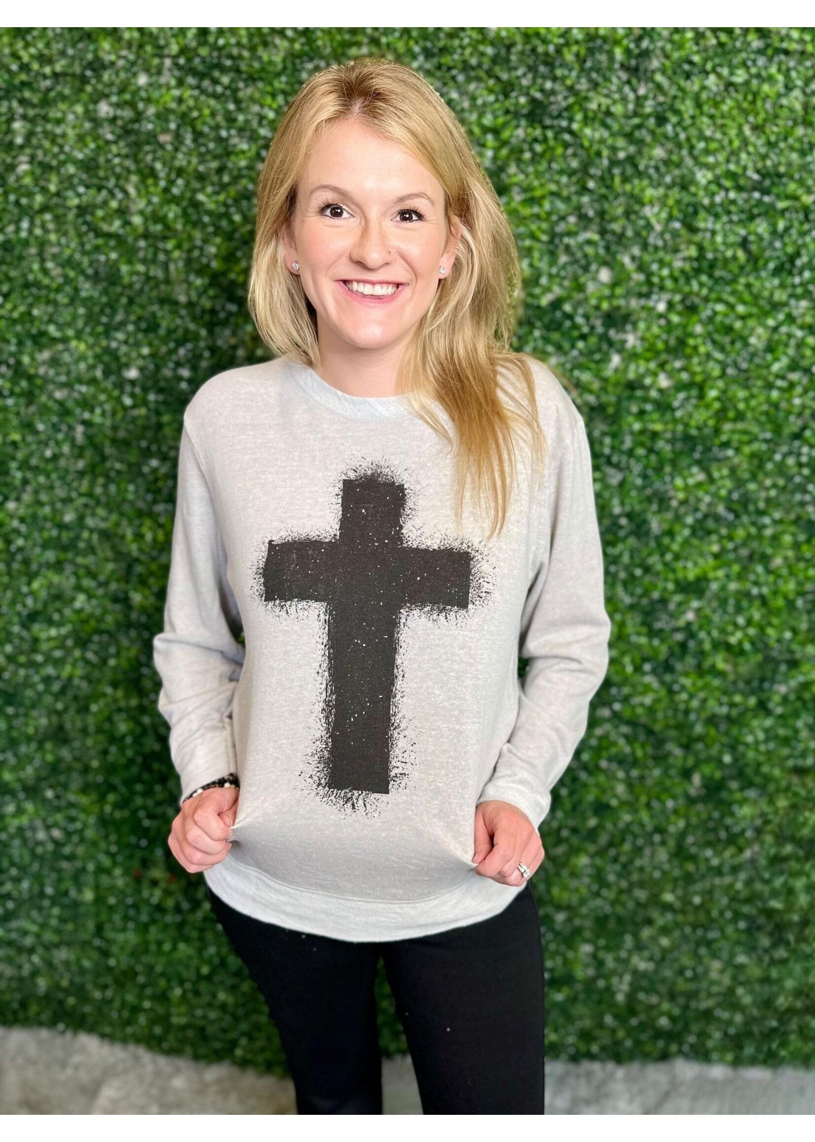 Oliver And Otis Heather Gray Cross French Terry Sweatshirt