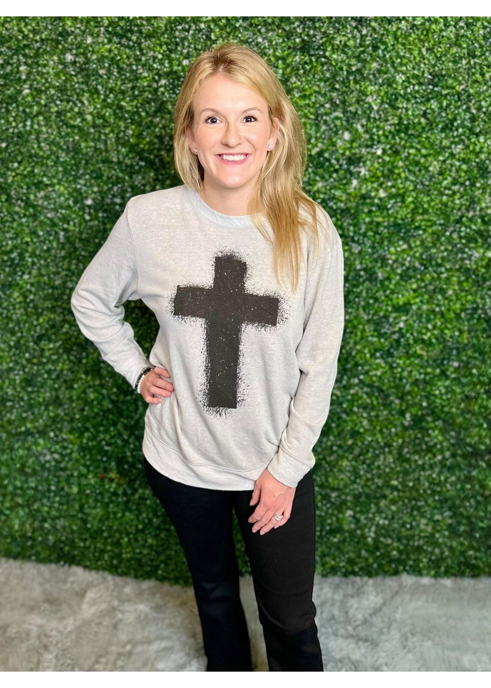 Oliver And Otis Heather Gray Cross French Terry Sweatshirt